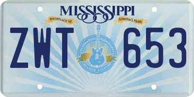 MS license plate ZWT653