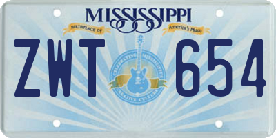 MS license plate ZWT654