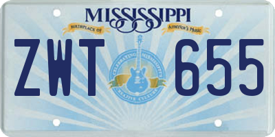 MS license plate ZWT655