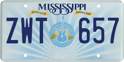 MS license plate ZWT657