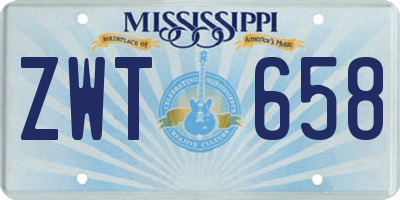 MS license plate ZWT658