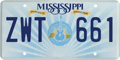 MS license plate ZWT661