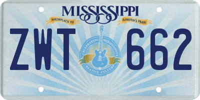 MS license plate ZWT662