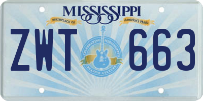 MS license plate ZWT663