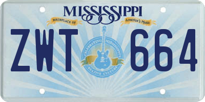 MS license plate ZWT664