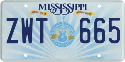 MS license plate ZWT665