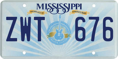 MS license plate ZWT676