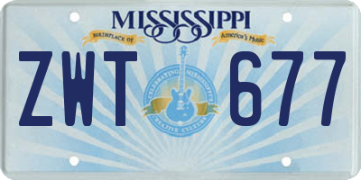 MS license plate ZWT677