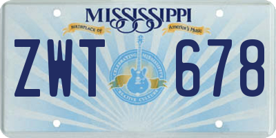 MS license plate ZWT678