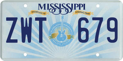 MS license plate ZWT679