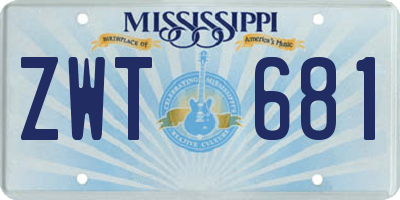 MS license plate ZWT681