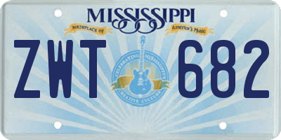 MS license plate ZWT682