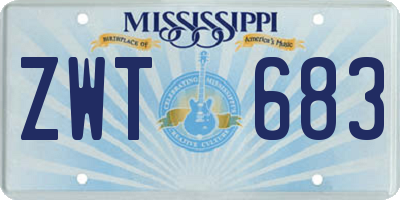 MS license plate ZWT683