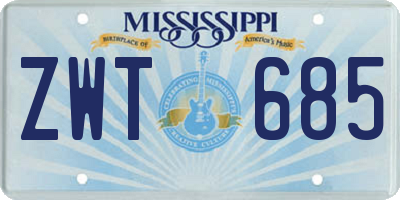 MS license plate ZWT685