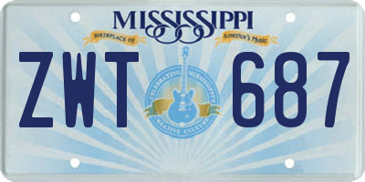 MS license plate ZWT687
