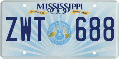 MS license plate ZWT688