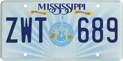 MS license plate ZWT689