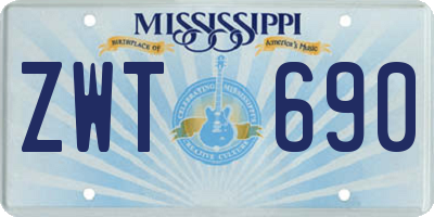 MS license plate ZWT690
