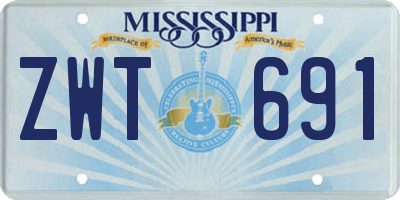 MS license plate ZWT691