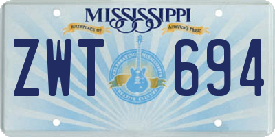 MS license plate ZWT694