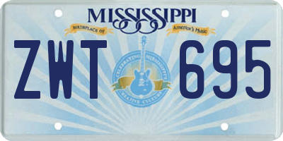 MS license plate ZWT695