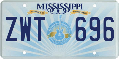 MS license plate ZWT696