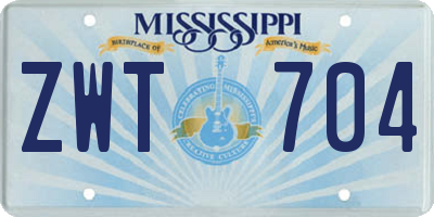MS license plate ZWT704