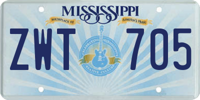MS license plate ZWT705