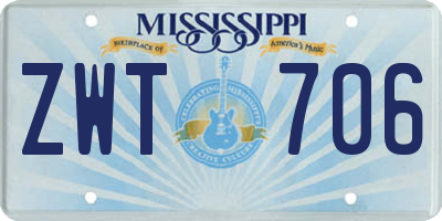 MS license plate ZWT706