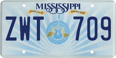 MS license plate ZWT709