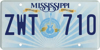MS license plate ZWT710
