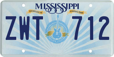 MS license plate ZWT712