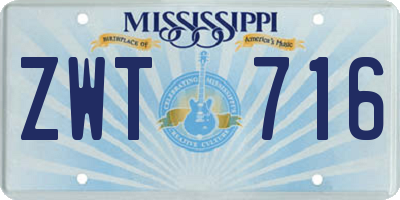 MS license plate ZWT716