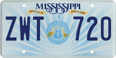MS license plate ZWT720
