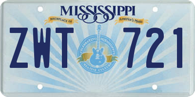 MS license plate ZWT721