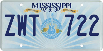 MS license plate ZWT722
