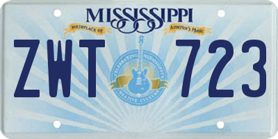 MS license plate ZWT723