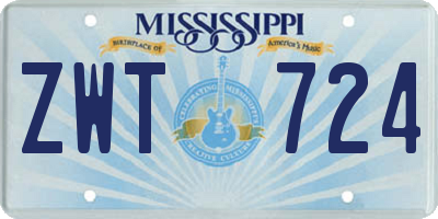 MS license plate ZWT724