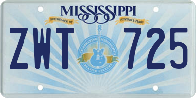 MS license plate ZWT725