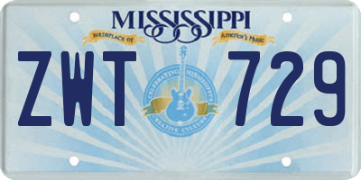 MS license plate ZWT729