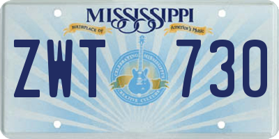 MS license plate ZWT730