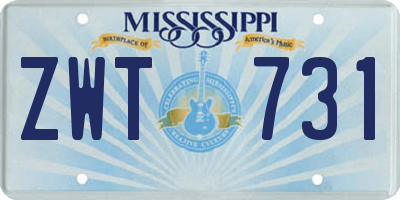 MS license plate ZWT731
