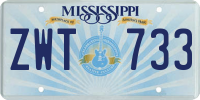 MS license plate ZWT733