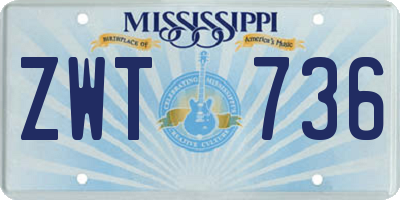 MS license plate ZWT736