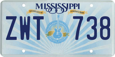 MS license plate ZWT738