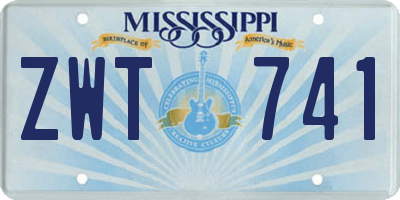 MS license plate ZWT741