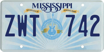 MS license plate ZWT742