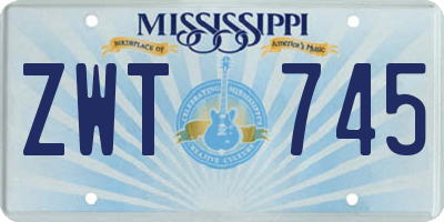MS license plate ZWT745
