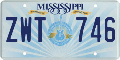 MS license plate ZWT746