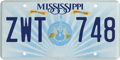 MS license plate ZWT748